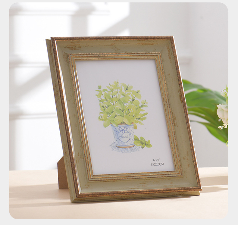 European and American Retro Photo Frame Photo Display Platform Wedding Couple Pictures Frames Home Decor: 8 inch / Yellow