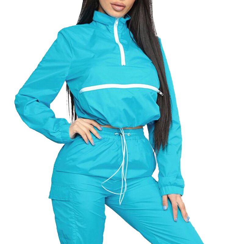 CALOFE Reflective Two Piece Set Drawstring Crop Top and Pants Hip Hop Club Festival Outfit Tracksuit Joggers Suit Sportswear: 03 / XL