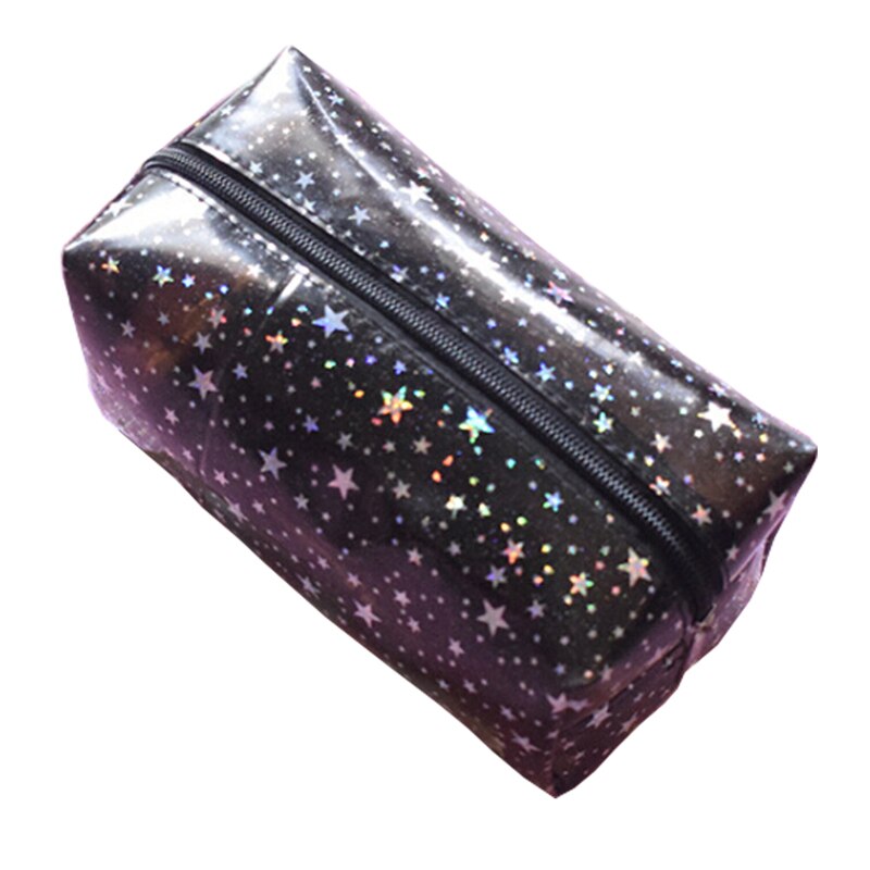 Bolsas de maquillaje pequeñas de PVC para mujer, neceser de viaje transparente, bolsa de lavado, estuche de almacenamiento de belleza, bolsa de aseo: black