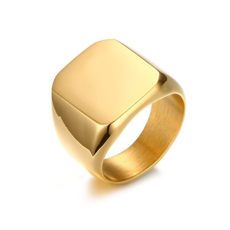 5 Color Signet Ring Stainless Steel Metal Men Jewelry Not Fade: 8 / Gold
