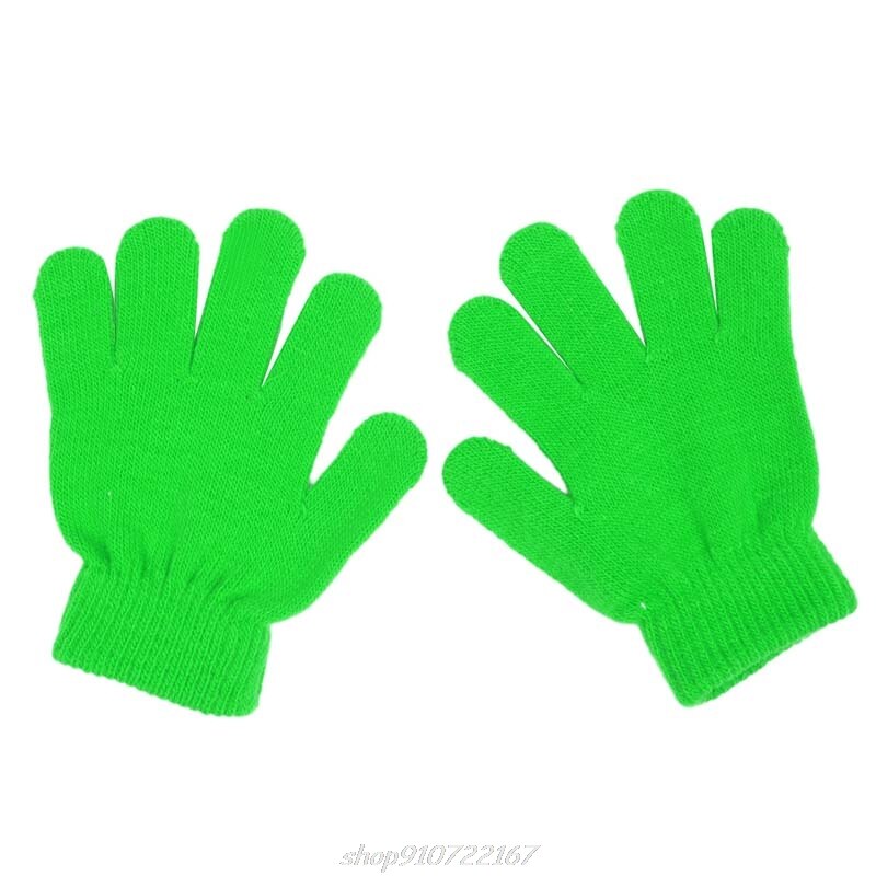 Vinter søde baby drenge piger handsker ensfarvet finger punkt strik stretch vanter  n02 20 dropshiping: Grøn