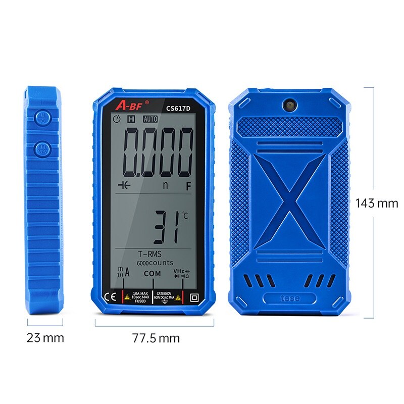 A-BF Digital Multimeter Test Leads Auto Range Big Screen AC/DC Voltage Current True RMS Meter Resistance Frequency