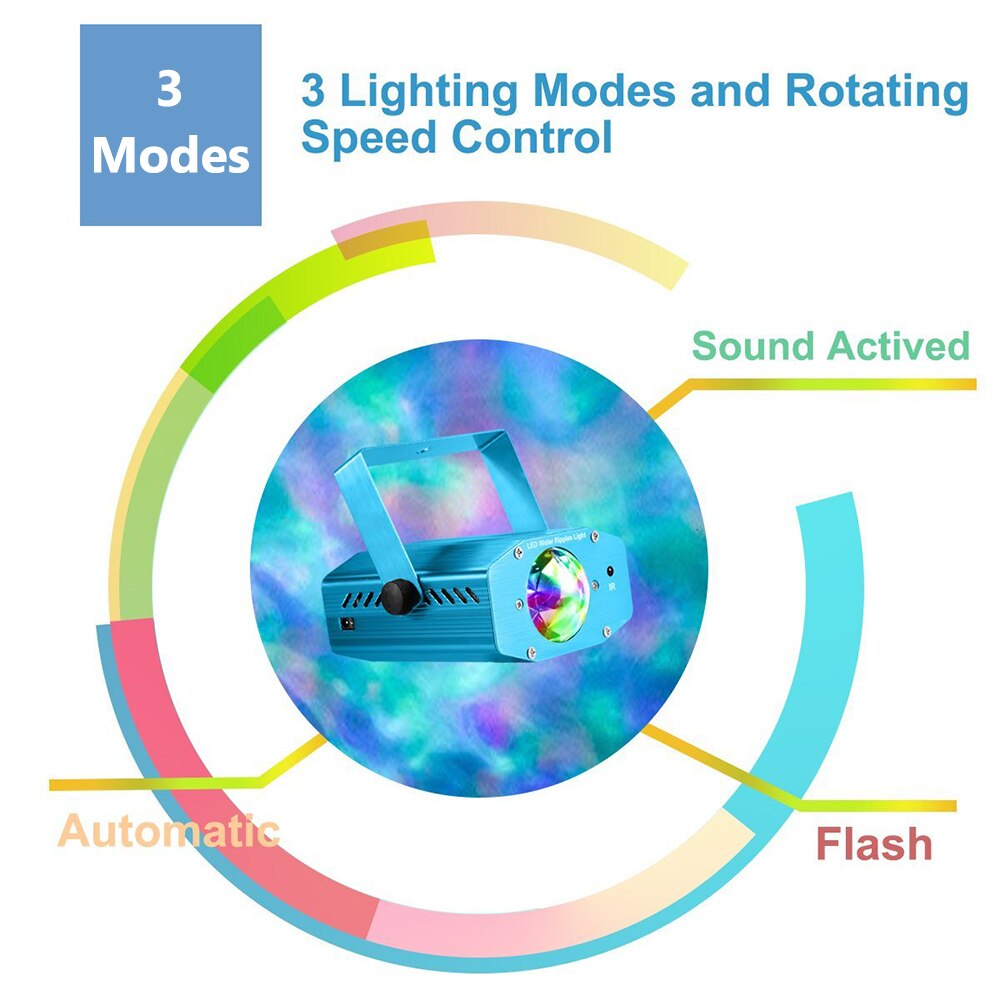 1 st rgb led vatten rippel projektor scenbelysning för party club dj disco ljus scen effekt lampa kommersiellt ljus