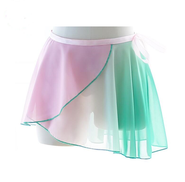 Faldas cortas de gasa para Ballet para mujer y niña, Ropa de baile ligera suave, falda de Ballet de Color contrastante negro-rojo: Pink Green
