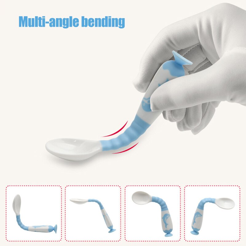 Baby sucker twist ske gaffel sæt ergonomisk træning bærbar til drenge piger dnj 998