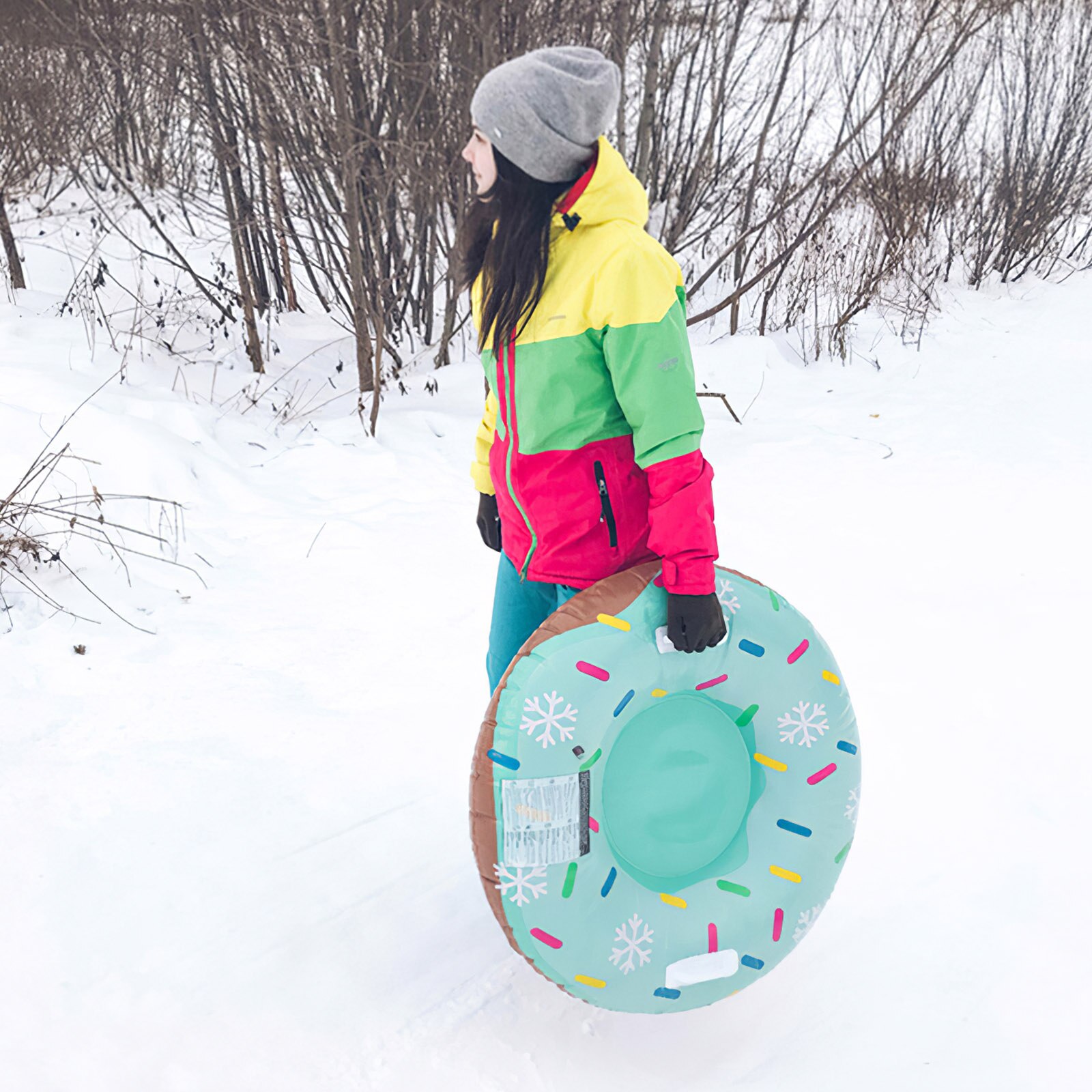 Skiën Sneeuw Buis Slee Tubing Cheesecake Winter Opblaasbare Ski Cirkel Kinderen Volwassen Ski Ring Skiën Verdikte Dreef Slee