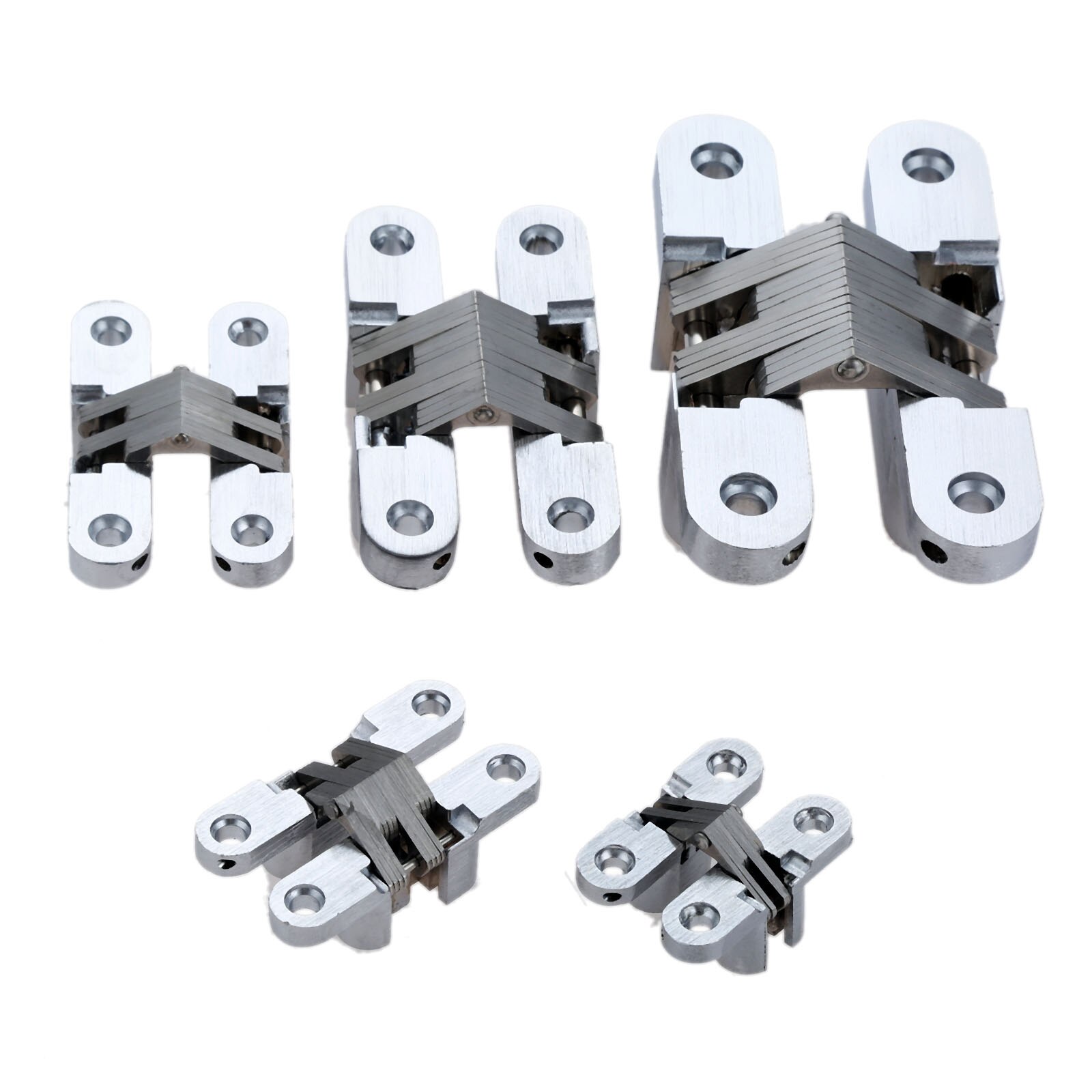 2pcs Door Hinges 304 Stainless Steel Hidden Invisible Concealed Folding Heavy Duty Kitchen/Garage Gate Hardware w/screw Fitting