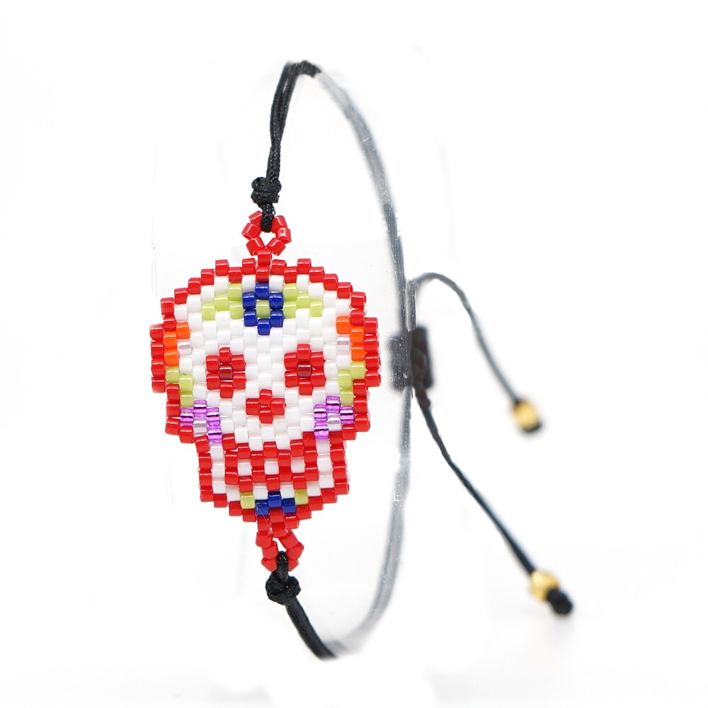 Go2boho Del Braccialetto Del Cranio di Halloween Delle Donne Dei Monili di Regalo Per Il Bambino Messicano Cranio Miyuki Braccialetti All'ingrosso Pulseras Punk 2020 Femme