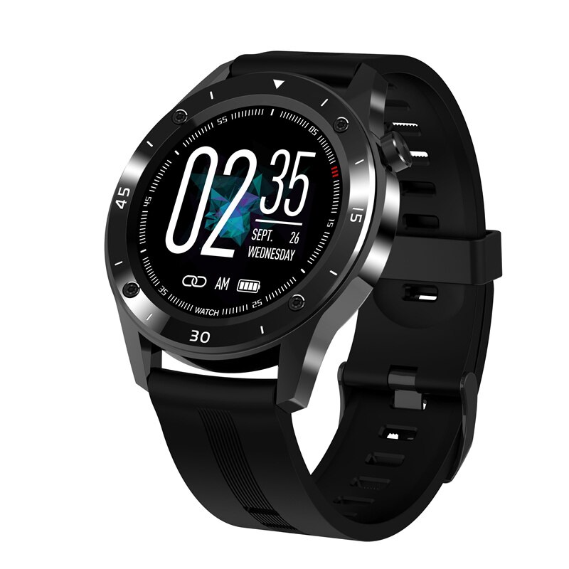F22 full touch smart watch GPS track heart rate blood pressure monitoring call information reminder sports bracelet: Black