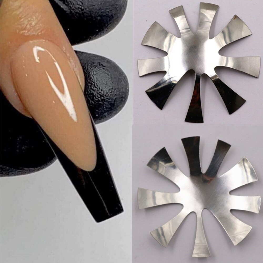 Franse Stijl Nail Rvs Platen Model Polijsten Manicure Diy Nail Art Tools Salon Nail Template