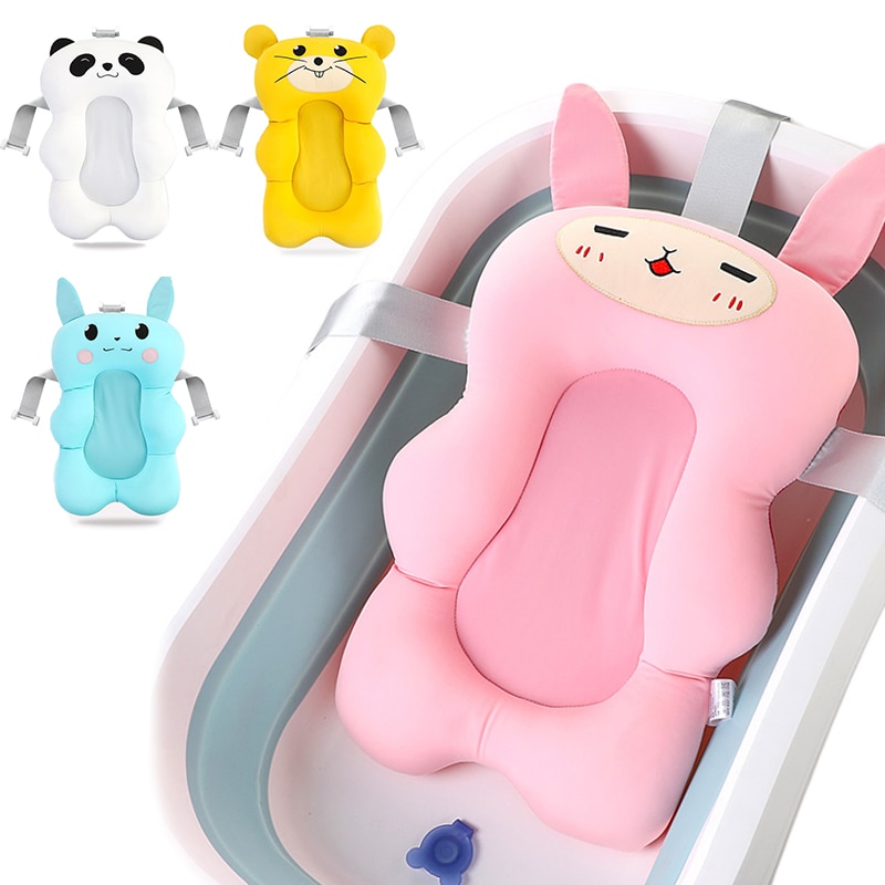 Tegneserie bærbar baby skridsikker badekar brusebad badekar måtter nyfødt sikkerhed sikkerhed bad luftpude foldbart blødt pude sæde