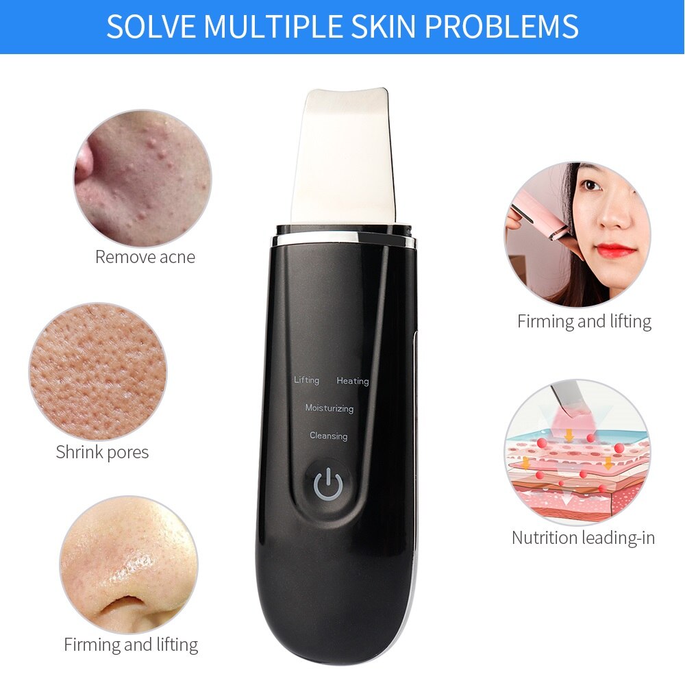 4 tryby ultradźwiękowy skruber skóry ems ogrzewanie twarzy dokładne czyszczenie peeling łopata skóra nawilżająca promuj wchłanianie odżywiania