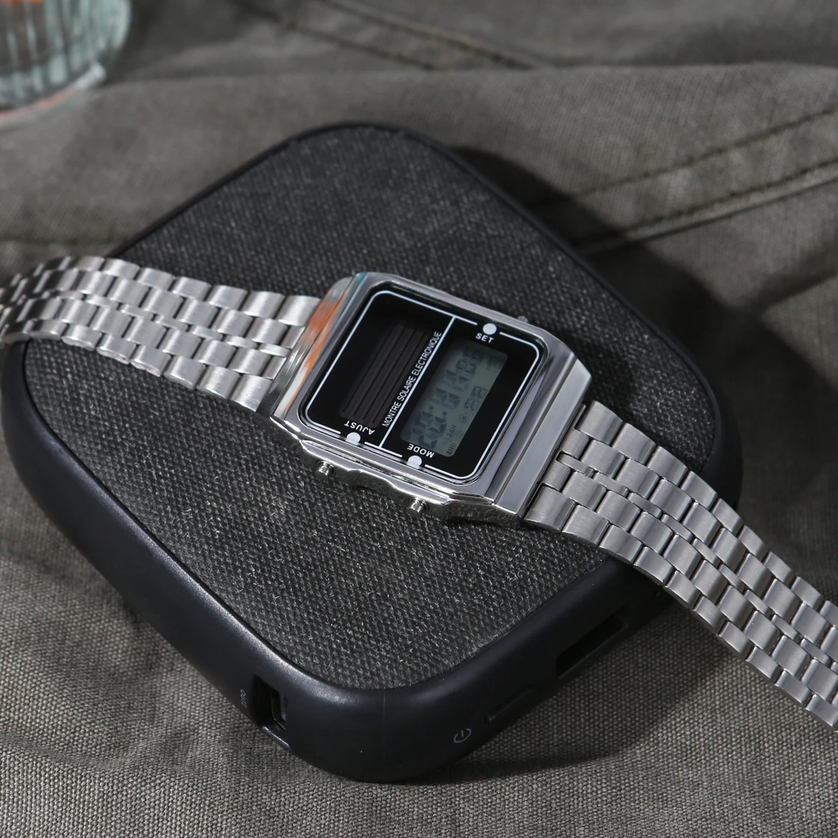 Solar Digital Watch Square Sporty Ultra Long Battery Life Accessory Available