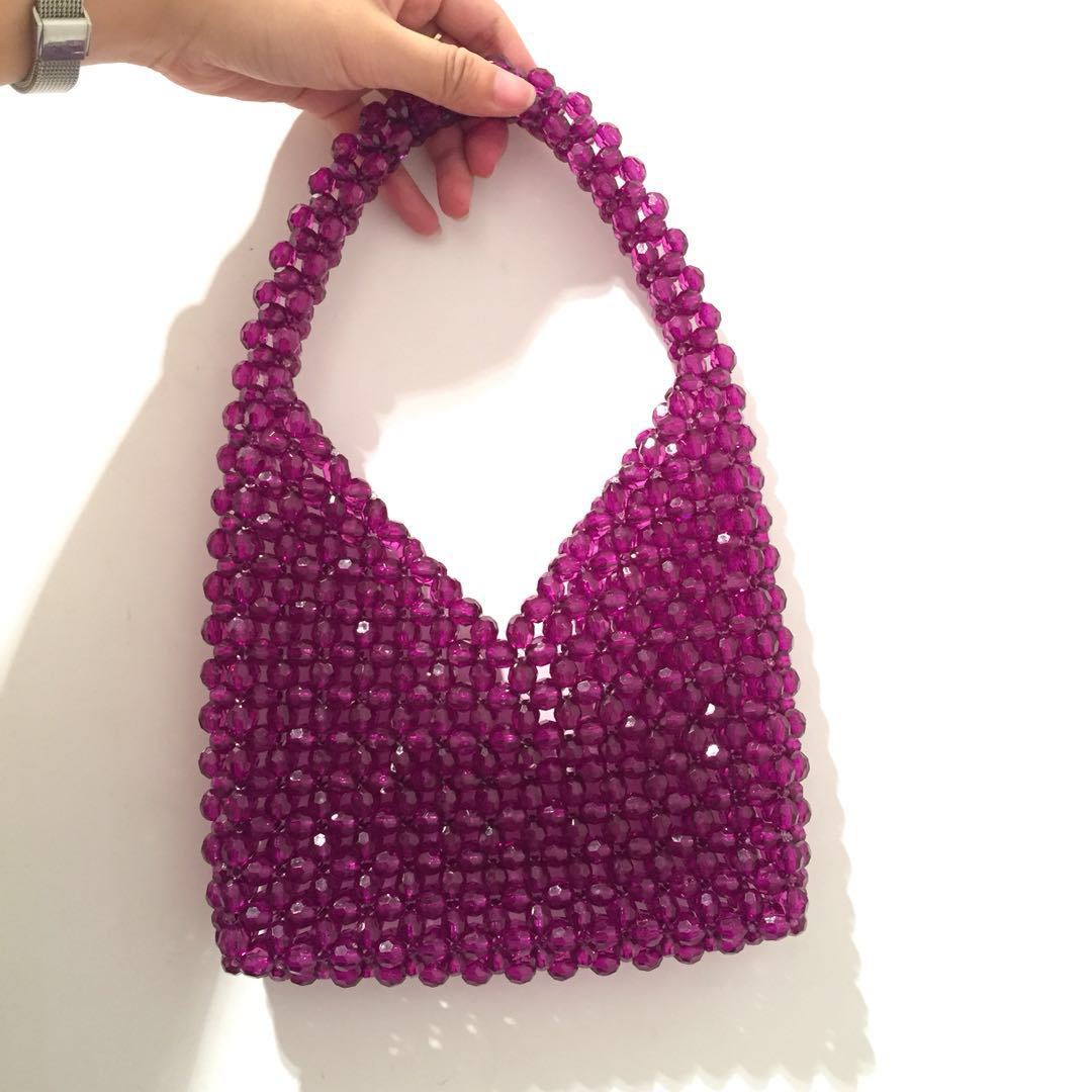 Di sera di Cristallo Acrilico Borda il Sacchetto Delle Donne Fatti A Mano Sacchetto di Tote Della Borsa Che Borda Pochette Quotidiano Del Partito Della Borsa Delle Ragazze del Commercio All&#39;ingrosso: Dark Purple