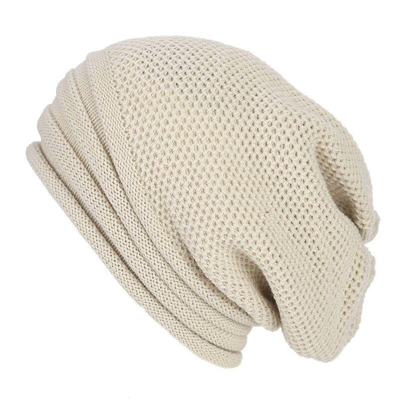 Vinter baggy slouchy beanie mössa ull stickad varm mössa för män kvinnor beanie oversized vintermössa för skidåkning: Beige