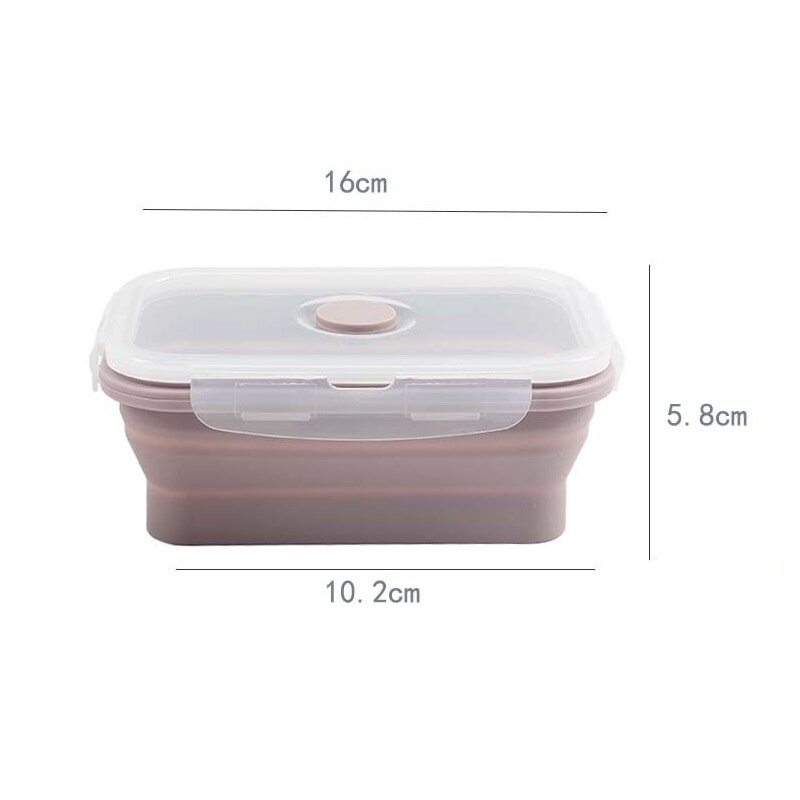 Silicone Rectangle Lunch Box Collapsible Bento Box Folding Food Container Bowl for Dinnerware Tableware: pink-550ml