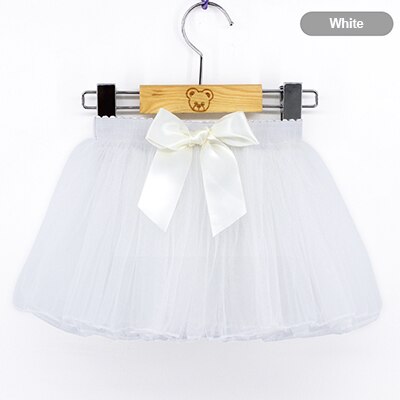 Girls ballet dance skirt black short skirt performance dance skirt bow elastic waist: White / S 100 to140cm
