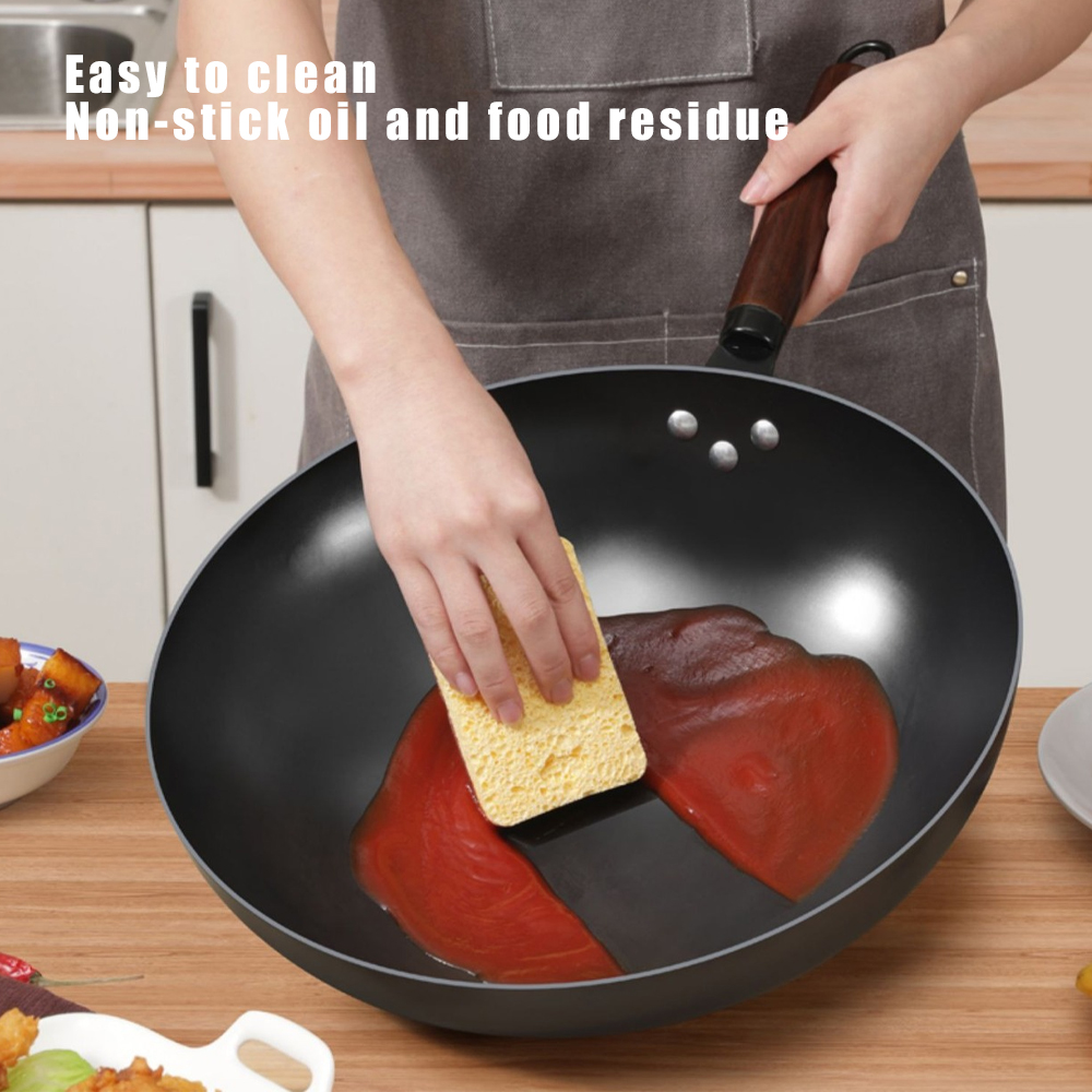30/32cm dype wok-stekepanner nonstick kinesisk håndlaget jernpanne rundbunnet hjemme ubelagt kokegryte gasskomfyr kjøkkenutstyr