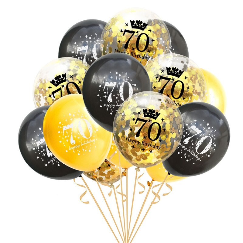 15 stk blandet guld konfetti balloner nummer 16 18 30 40 50 60 70 80 90 år fødselsdagsfest digital ballon latex globos