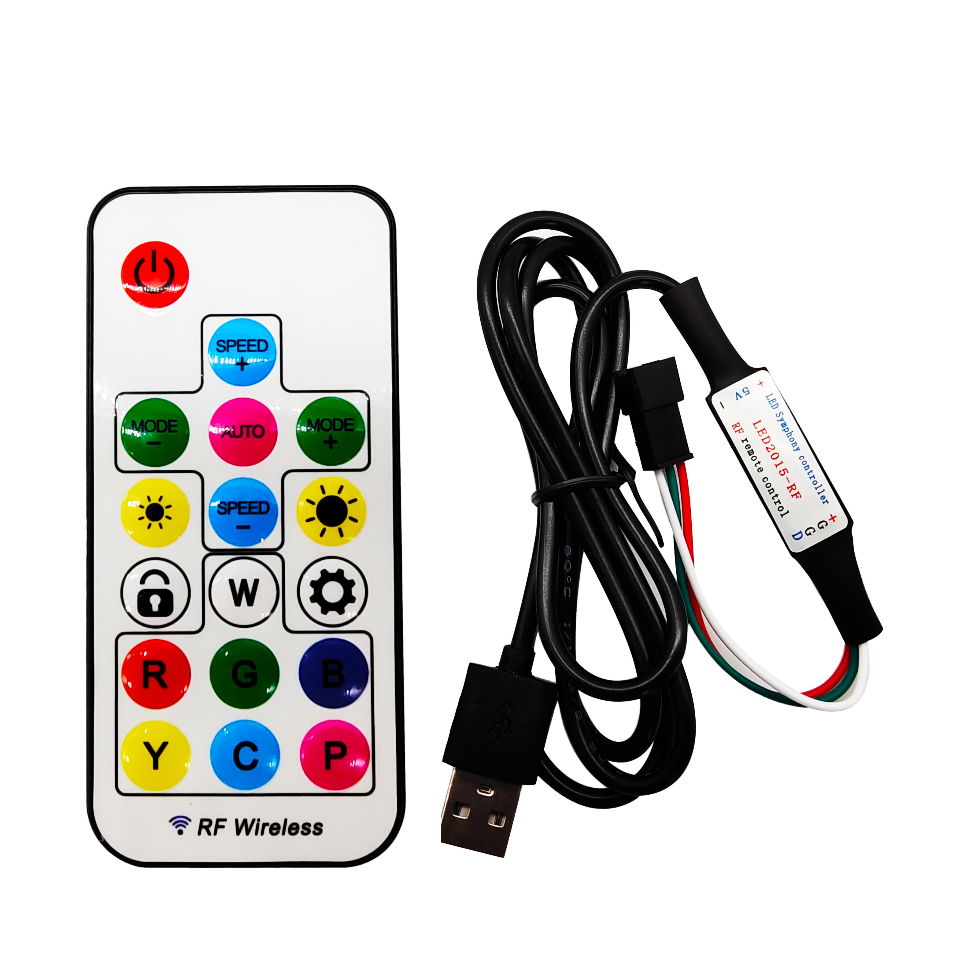 17Keys USB RF Remote Wireless Controller For IndividuaIIy Addressable WS2811/WS2812/WS2813/WS2815/SK6812 Strip Lights Connector