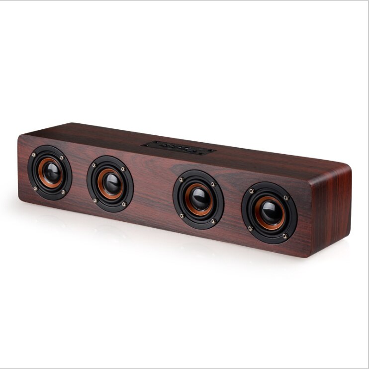 Vier Luidsprekers High-Power Home Theater Speakers, Draagbare Bluetooth Draadloze Luidsprekers, Houten Sound Bar Subwoofer, extra Usb: W8 brown