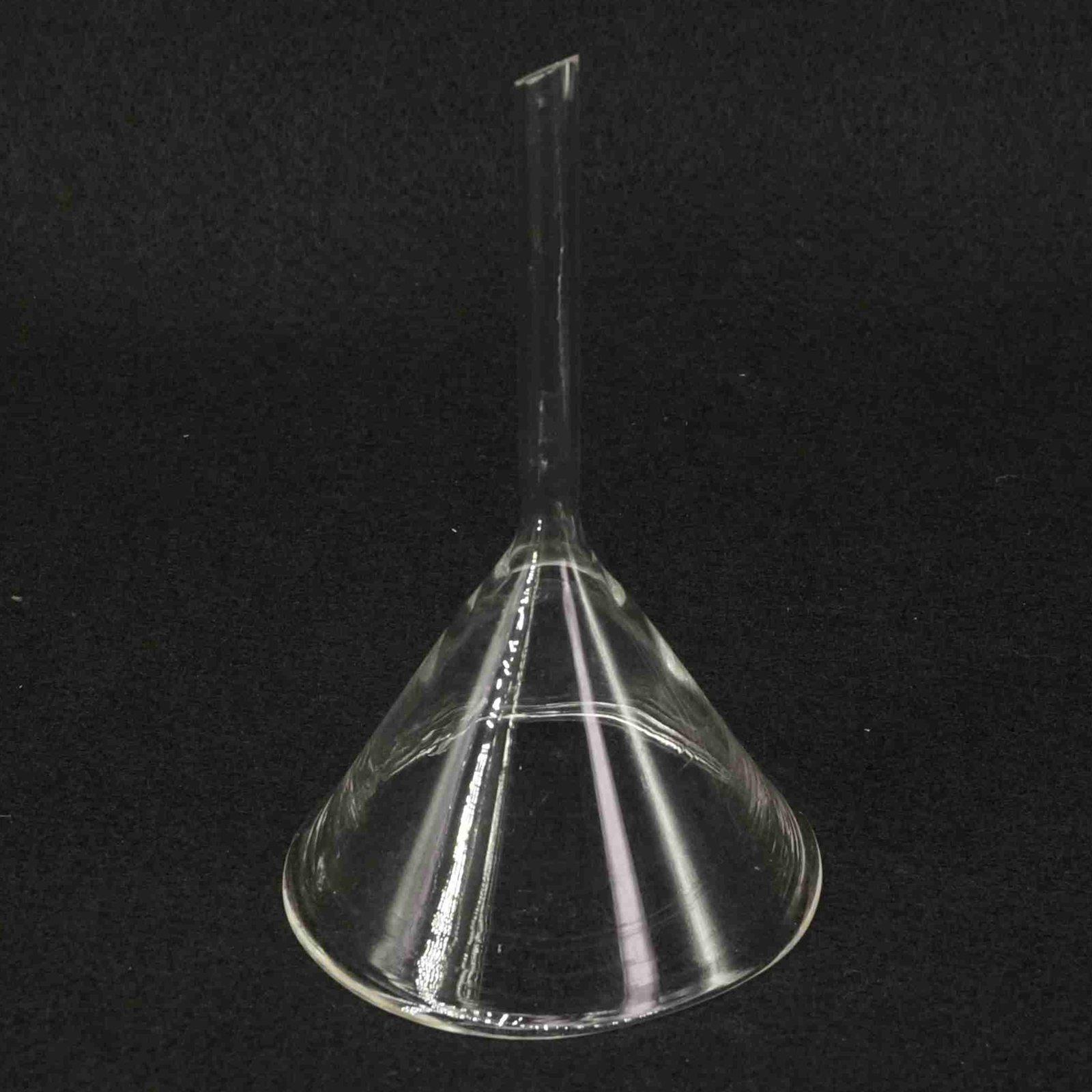 Funil triangular de vidro de borosilicato, funil para laboratório em miniatura de 75mm
