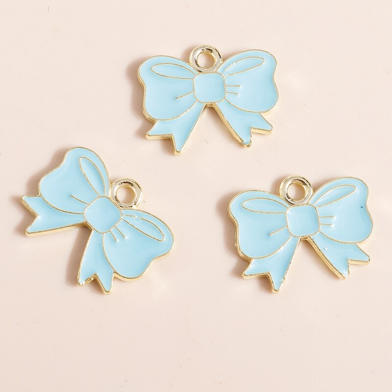 10 Uds. De dijes de lazo rosa esmaltados de 16x13 para fabricación de joyería hecha a mano DIY, dijes para niñas, colgantes, collares, pendientes, accesorios: Violeta