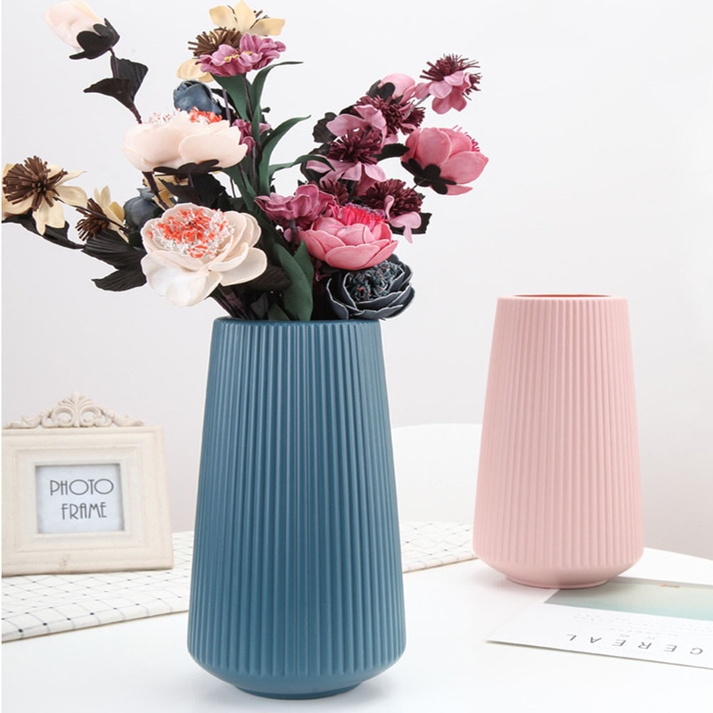 Vase en plastique grand Vase minimaliste décoration maison Imitation glaçure fleur fille panier Vases mariage plantes hydroponiques créatifs