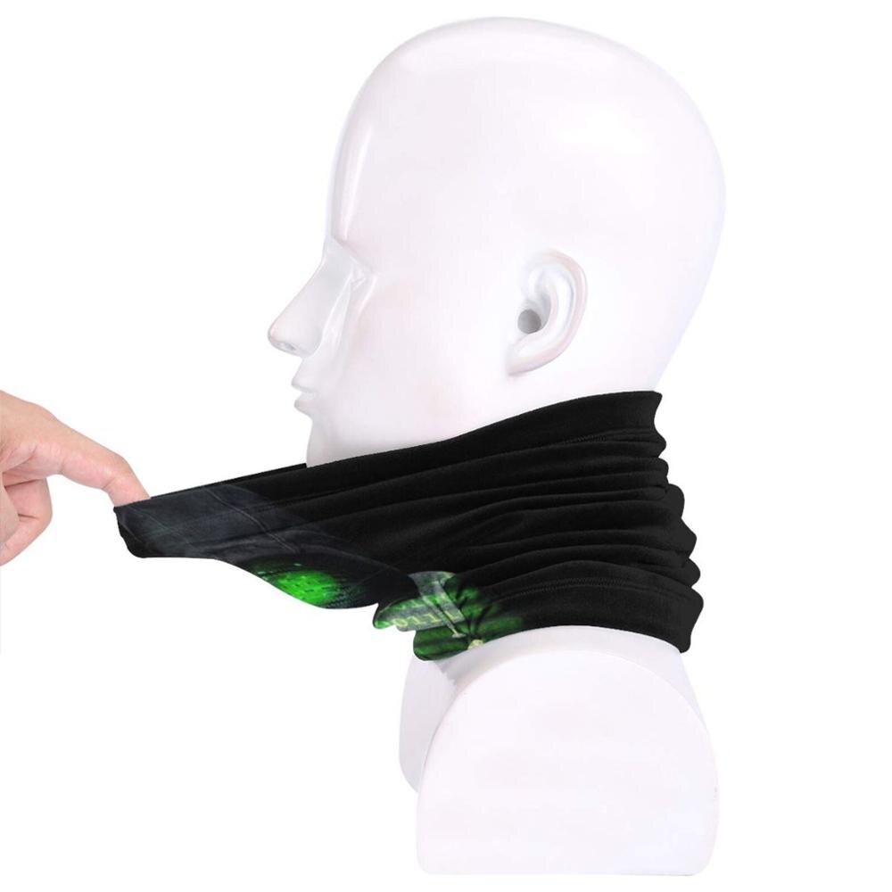 Hacker 3D Bandana Face Neck Warmer Soft Fleece Mask Sport Scarf Hacker Greem Black Tshit Sleeve