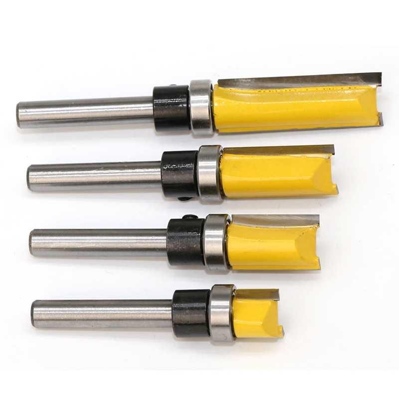 4Pcs Flush Trim Router Bits Top Bearing Router Bit 1/4 inch Shank Straight Pattern Template Router Bit Wood Milling Cutter Tool