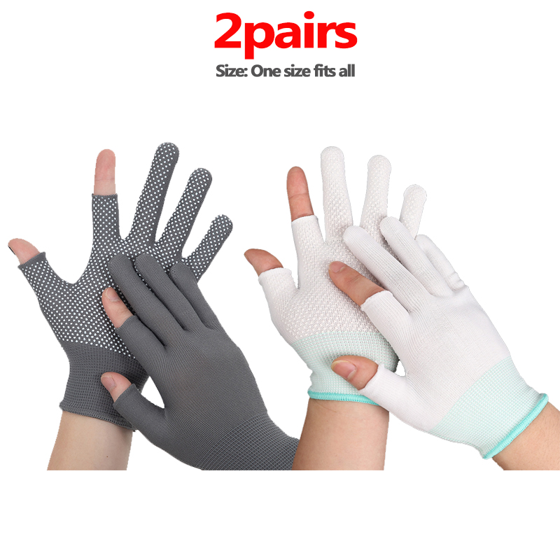 Guantes sin dedos, manoplas de trabajo de nailon antideslizantes para pantalla deslizante, guantes deportivos para conducir en bicicleta al aire libre, hombres y mujeres, blanco y negro: Rojo