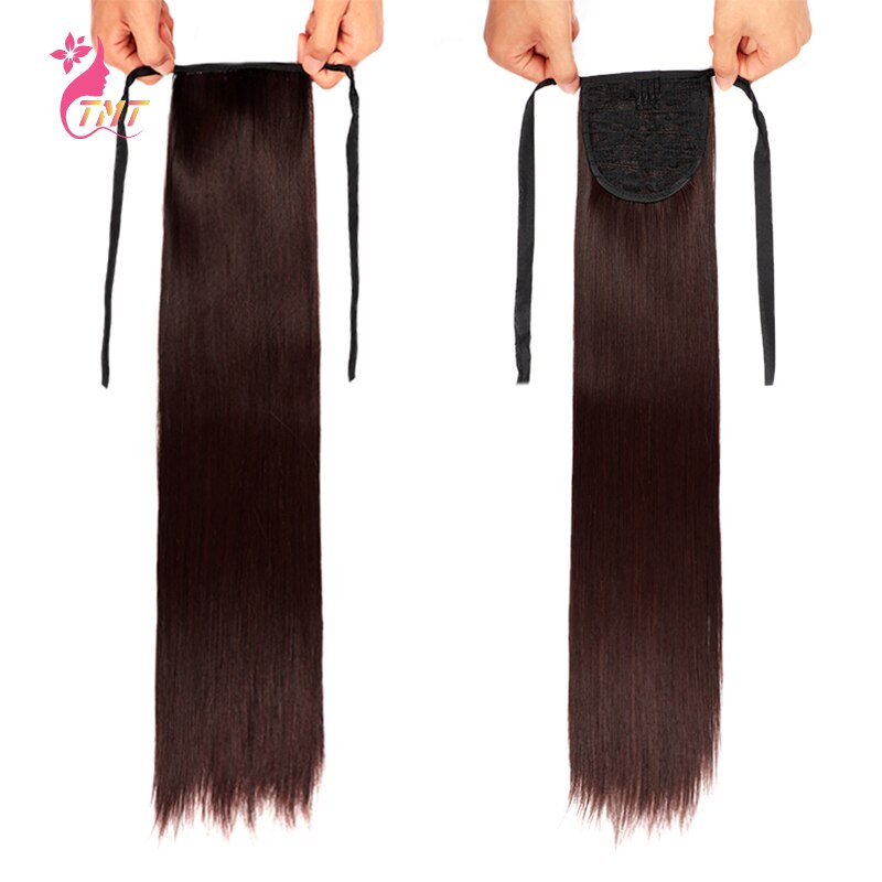 Long Ponytail Extension Synthetic Heat Restant Fiber Straight Pony Tail Hair Extensions Black Brown Headwear Hairpieces: S2