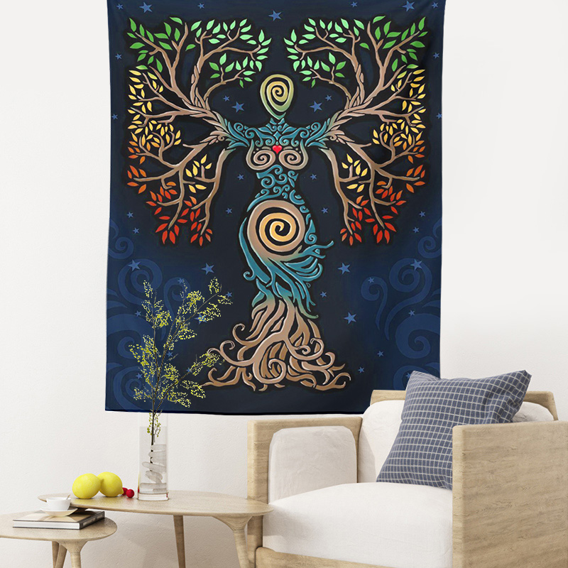 Tree of Life Tapestry Picnic Mat Bedspread Sheet Wall Decoration Room Decor Psychedelic Art Tree of Life Wall Hanging Blanket