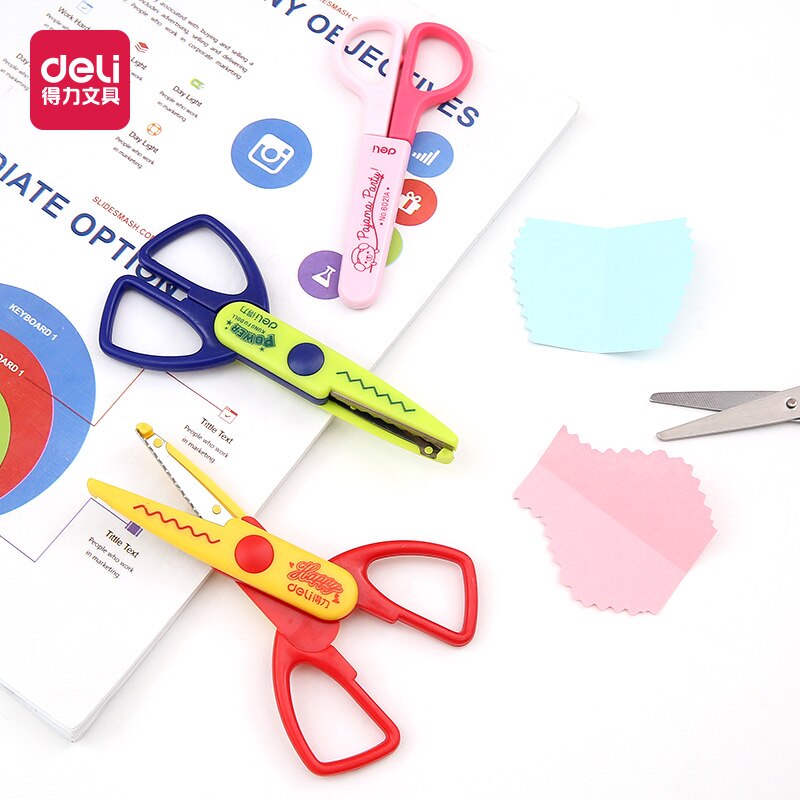 Deli 1pcs kawaii lace scissors wavy line art children's paper scissors jagged line manual diy paper scissors for crafting