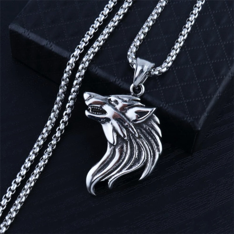 Punk Brave Men Wolf Tooth Pendant Necklaces Men Jewelry Fang Tooth Amulet Pendant Necklaces XLCT009