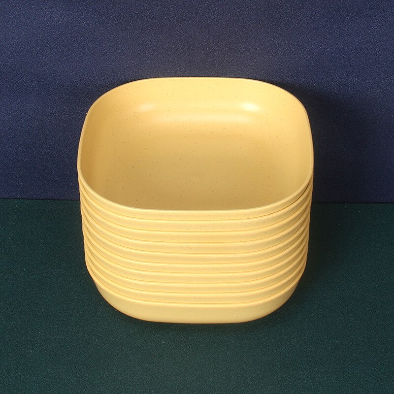 15cm głębokie kwadratowe kości plucie danie 10 sztuk słomy pszenicy antypoślizgowe ciasto danie restauracja wysokie kluski naczynia sztućce zastawa stołowa: żółty