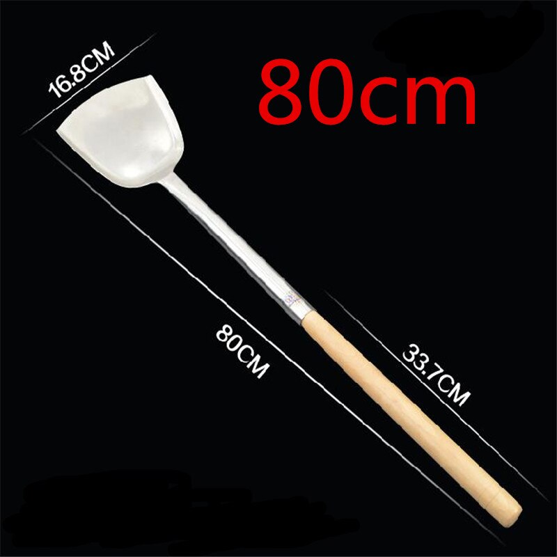 80cm long Handle big stainless steel chef cooking canteen spatula shovel Fried vegetable shovel Canteen tools kitchen items