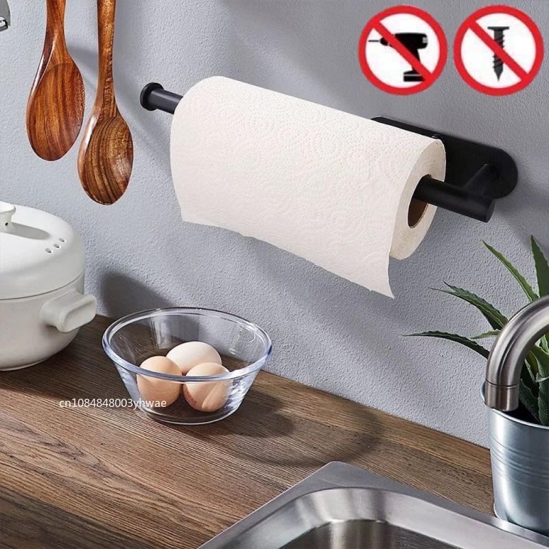 Kitchen Roll Paper Holder Stand Toilet Paper Holder Bathroom Towel Rack Without Drilling Roll Paper Dispenser Kitchen Towel Rack