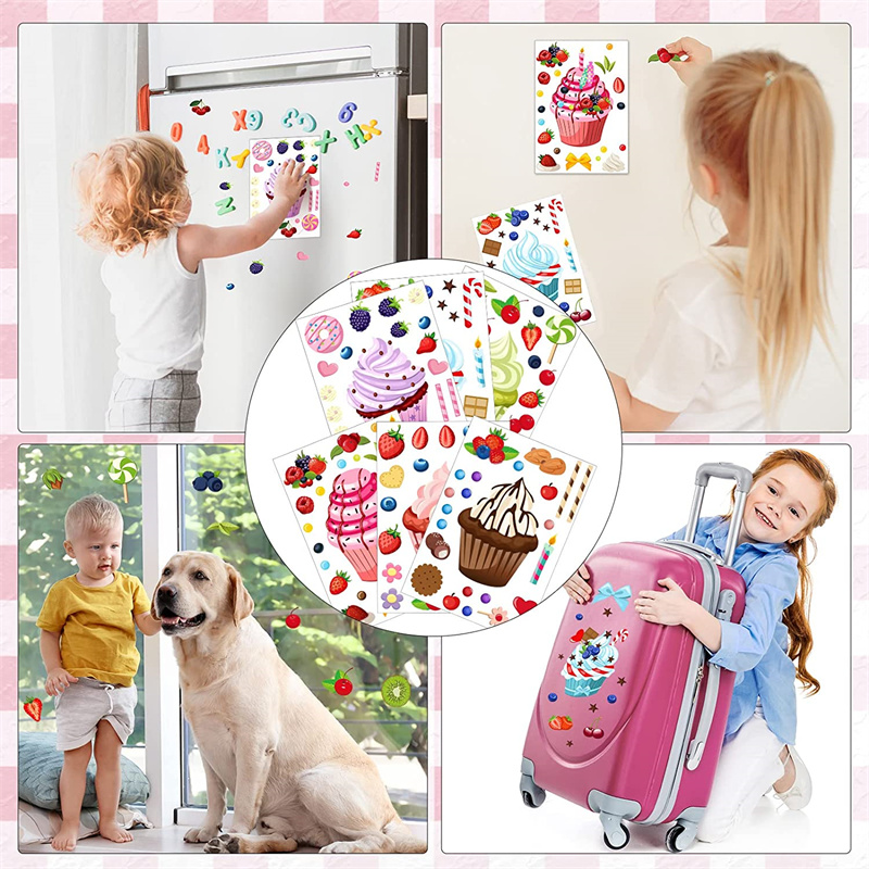 Machen Sie eine Cupcake-AufkleberböGen für freundlicher. Süß. Erstellen Sie Ihren eigenen Cupcake. DIY-Puzzle-Aufkleber. Kindergeburtstagsgeschenke. Party-Aufkleber M