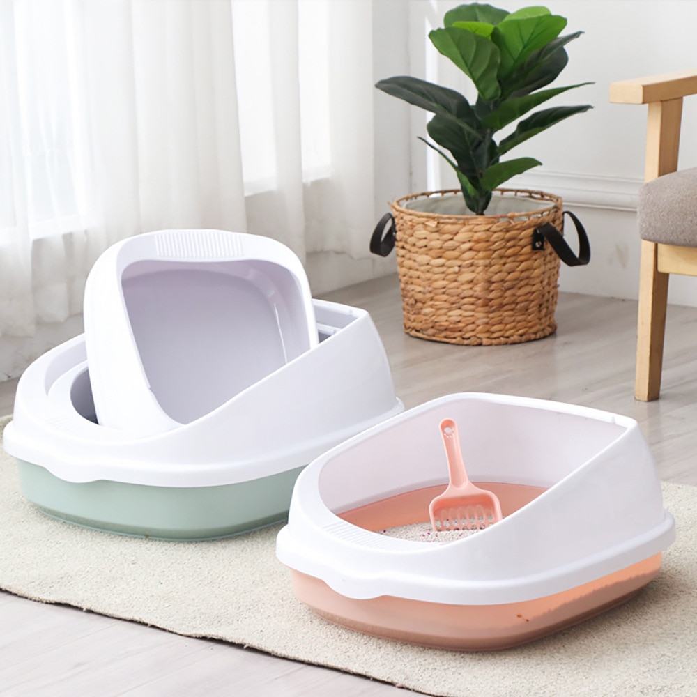 Home Pet Toilet Bedpan Anti Splash Cats Litter Box Cat Dog Tray With Scoop Kitten Dog Clean Toilette Plastic Sand Box Supplies