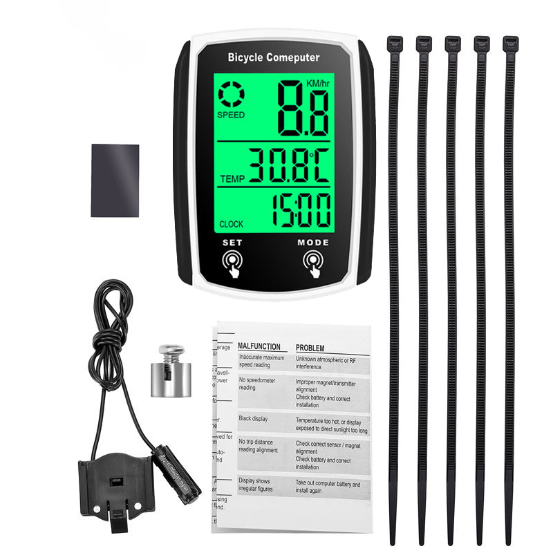 Bike Computer Bicycle Odometer LCD Screen Wired Cycling Speedometer Mountain Bike Speedo Meter Bike Accessories: Yellow