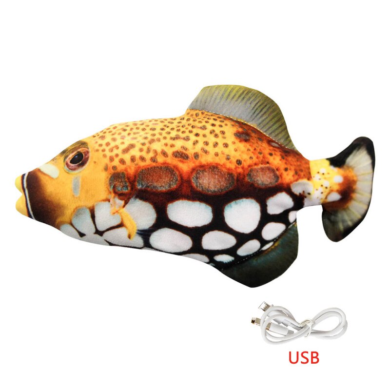 Pet Soft Electronic Fish Shape Cat Toy Electric USB Charging Simulation Fish Toys Funny Cat Chewing Playing Supplies Dropshiping: deep sea fish