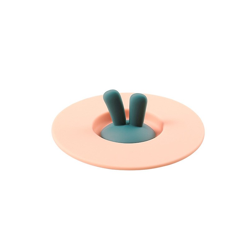 1pc Cute Cat Rabbit Ear Silicone Cup Lid Leak Proof Dust Proof Mug Ceramic Tea Cup Water Cup Lid Home Table Decorations: Rabbit Ear Pink