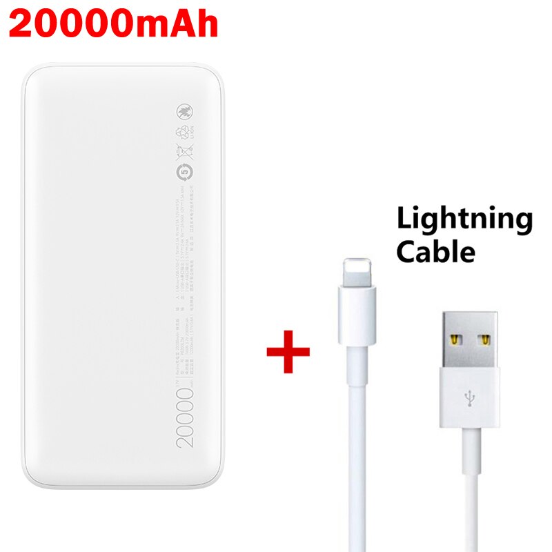 XiaoMi Redmi Power Bank 20000mAh 10000mah 18W Quick Charge XiaoMi Redmi Power Bank Dual USB Two-way Charging Portable Charger: 20000mAh-Lightning