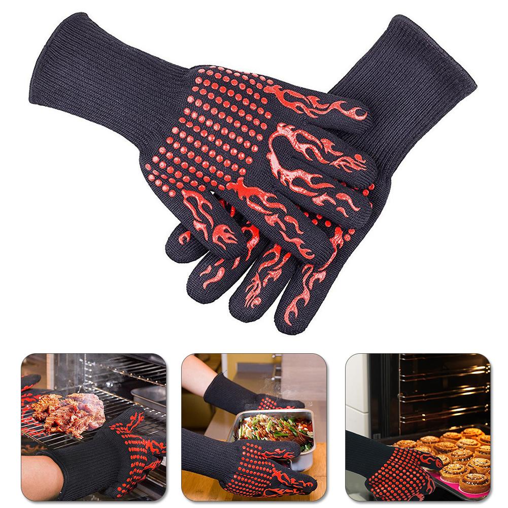 1 Paar Hittebestendige Bbq Oven Handschoenen Anti-Brandwonden Pannenlap Keuken Koken Tool