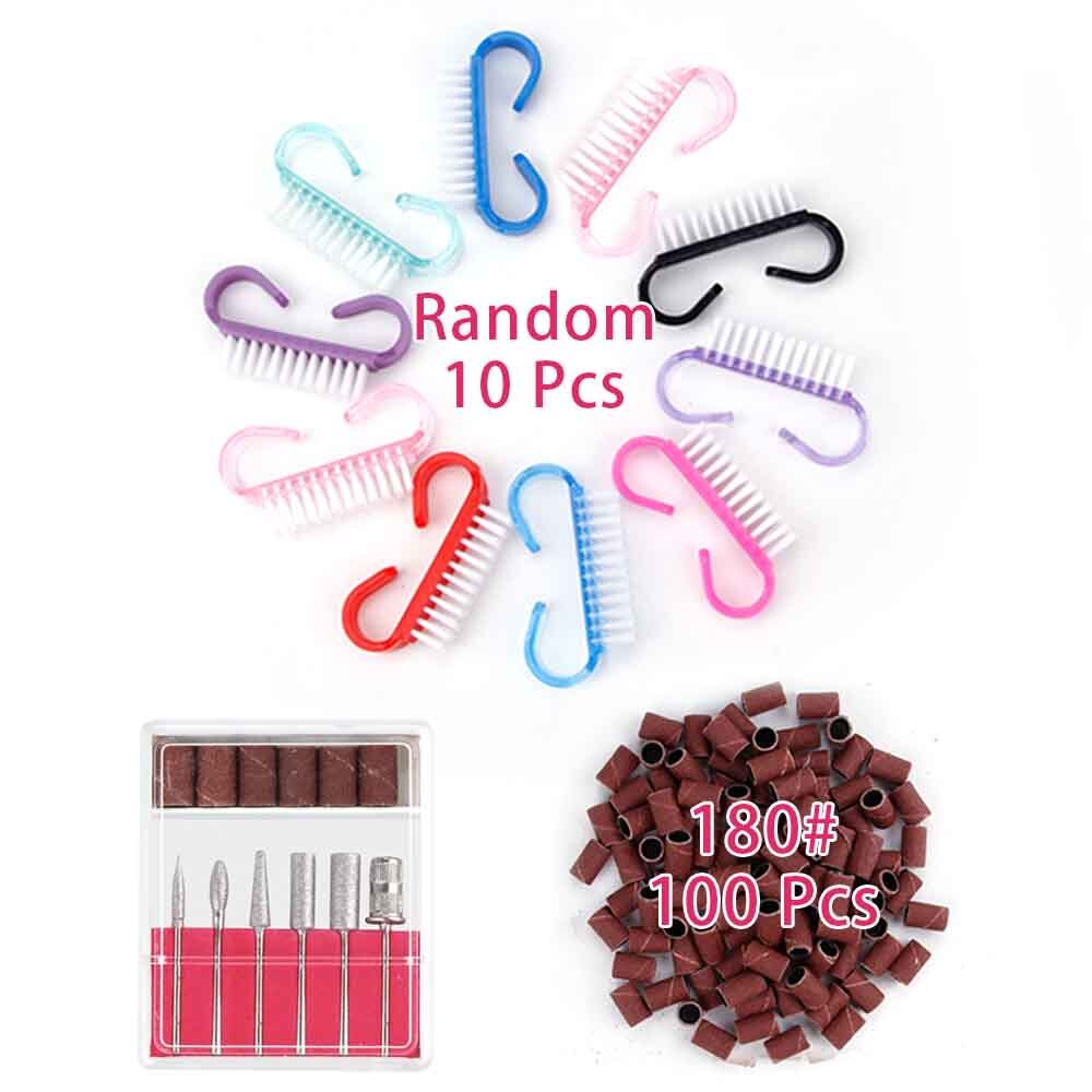 Gellak pedicure gereedschap elektrische nagelboor pen schuurvijl manicure machine set 10pc nagelkunst reinigingsborstel zacht stof verwijderen: Set 3