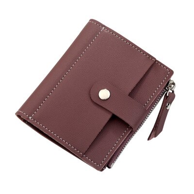 Cartera de mujer, Cartera de mujer, cartera larga de piel sintética con cierre y cremallera, cartera para mujer: Purple  short