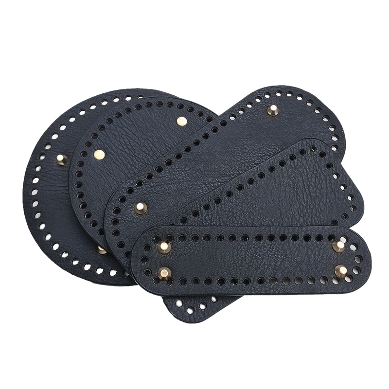 1 Stck Schwarz Runde Unterseite Oval Lang Unten für Gestrickte Tasche PU leder Tasche Zubehör Handgemachte Unterseite DIY Häkeln Tasche boden