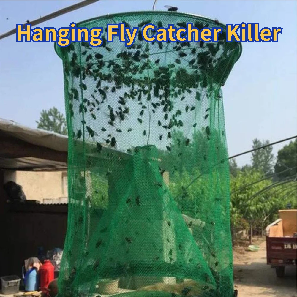 Pest Control Reusable Hanging Fly Catcher, Killer Flies, Flytrap Cage, Net Trap, Garden, Home