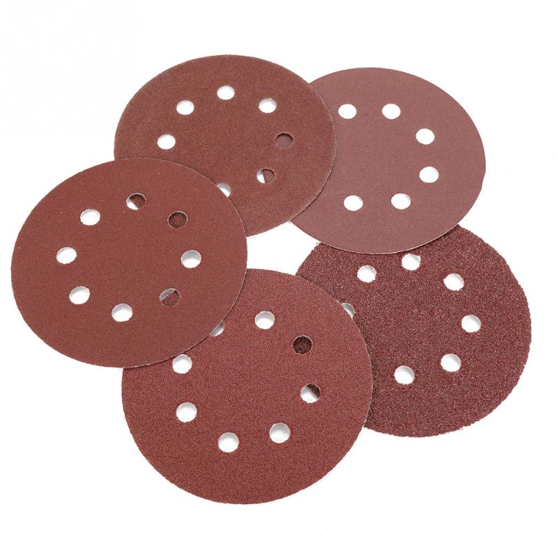 50PCS 125mm Round Shape Silicon Carbide Sanding Discs 40 60 80 120 240 Grit Sand Papers with 8 Holes
